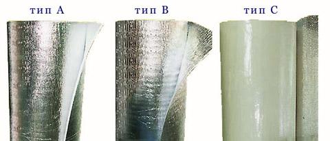 Ассортимент теплоизоляции Пенофол: Пенофол типов А, B и C